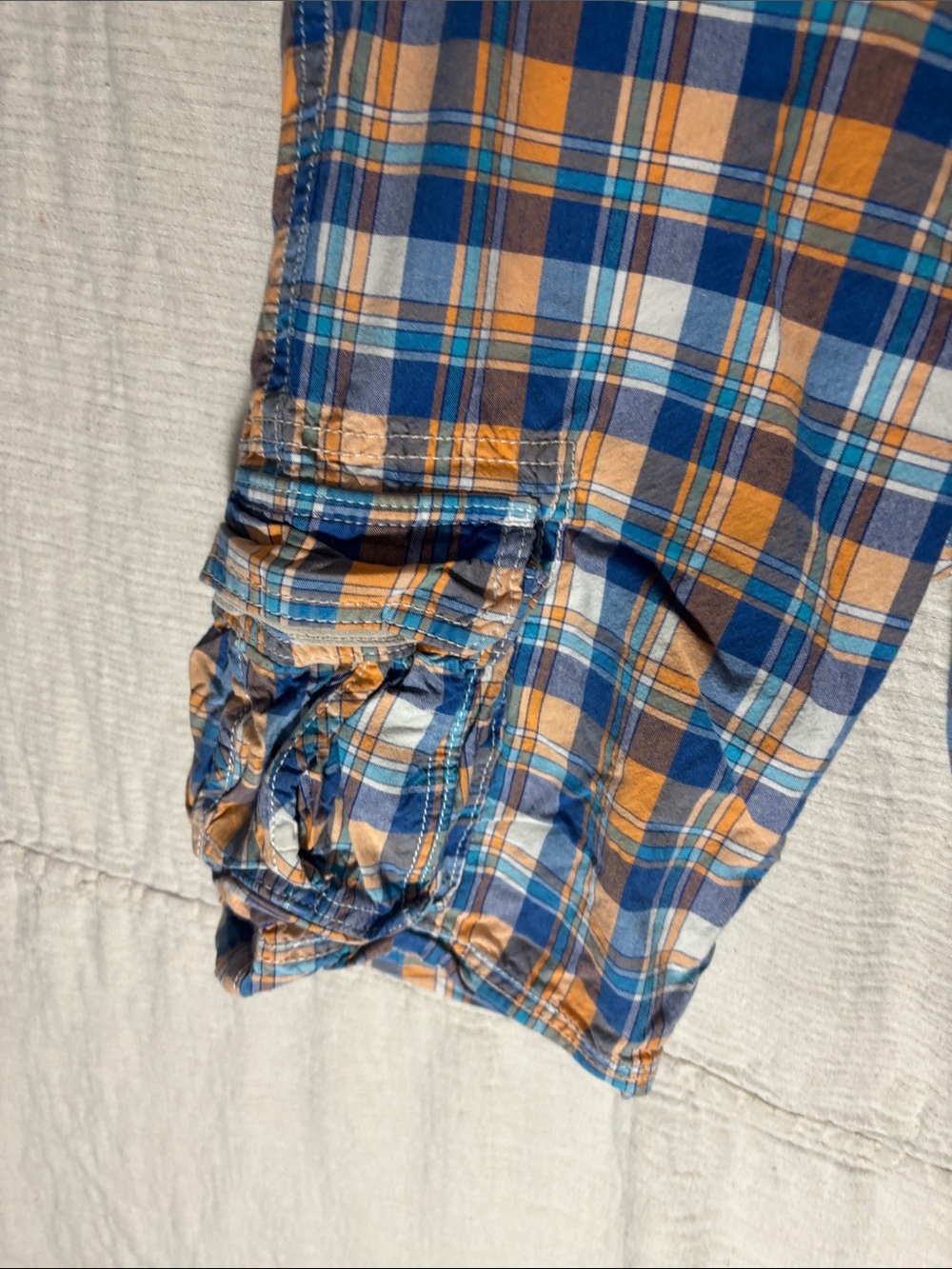 GAP Blue & Orange Plaid Cargo Shorts 100% Cotton - Picture 8 of 8